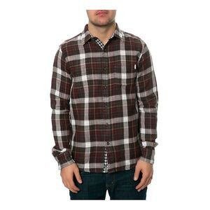 AMBIG Mens The Major LS Button Up Shirt, Red, M Neck, DM